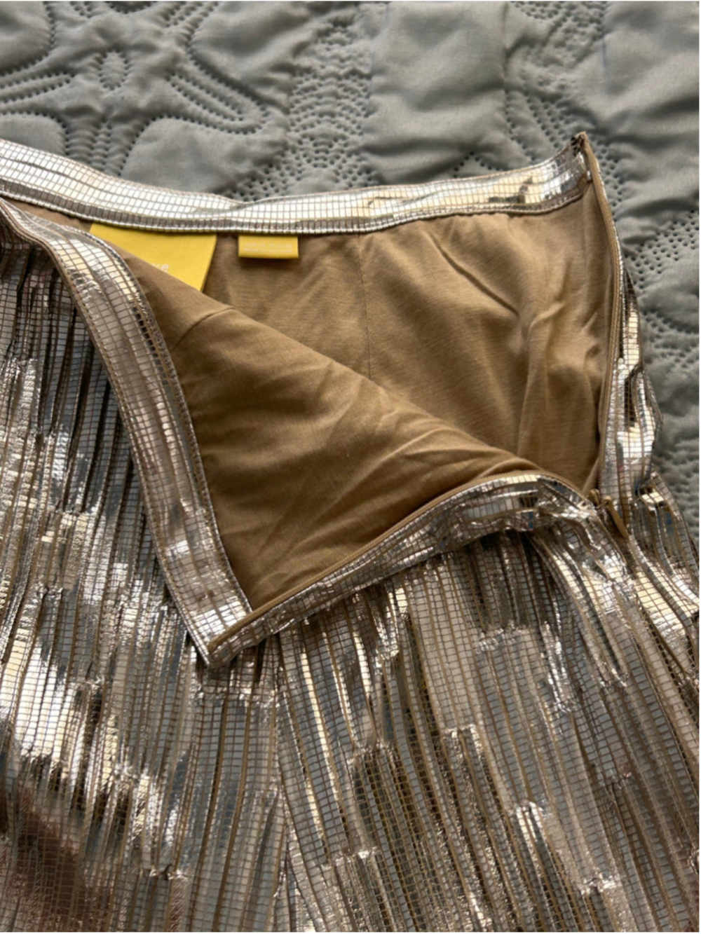 Maeve by Anthropologie Metallic Silver Pleated Midi Skirt Size 6 - Picture 10 of 12